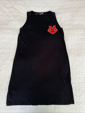 Moschino Black Tank Dress with Red Crest Patch